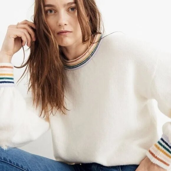Madewell Sweaters - 🌈 Madewell Rainbow Trim Gladwell Sweater🌈
